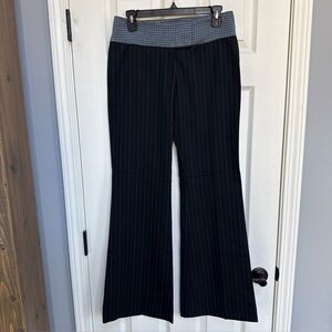 Express Design Studio Publicist Editor Wide Leg Pants Black Blue Pinstripe sz 4